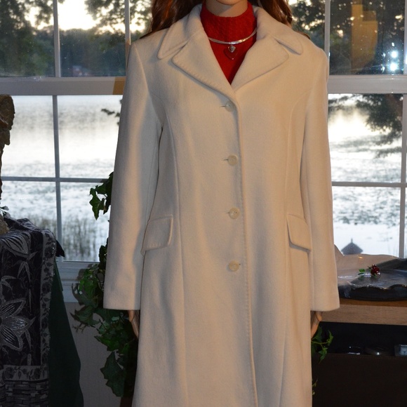 Calvin Klein Jackets & Blazers - Winter White/ Cream Angora and Wool Coat